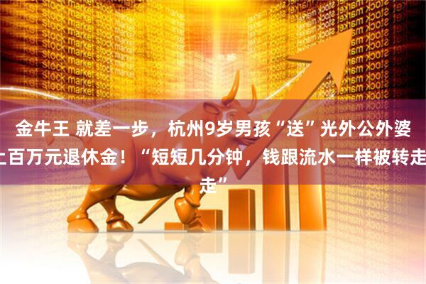 金牛王 就差一步，杭州9岁男孩“送”光外公外婆上百万元退休金！“短短几分钟，钱跟流水一样被转走”