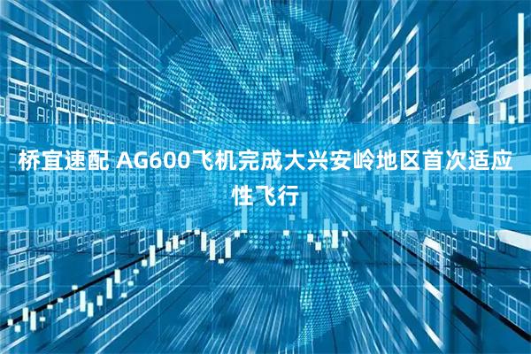 桥宜速配 AG600飞机完成大兴安岭地区首次适应性飞行