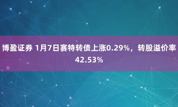 博盈证券 1月7日赛特转债上涨0.29%，转股溢价率42.53%